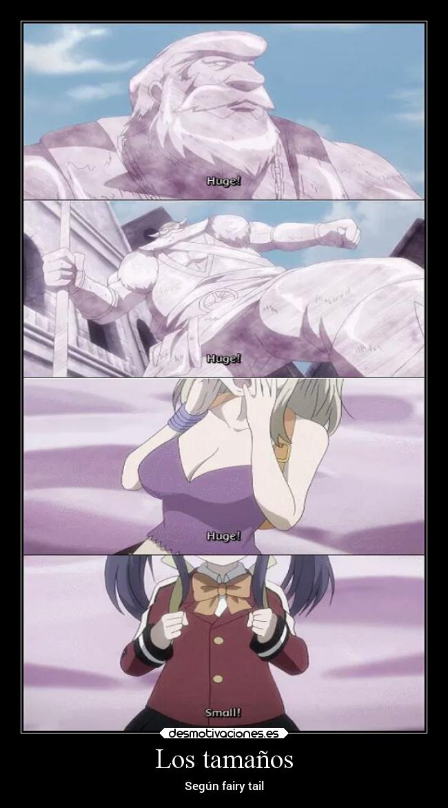 Los tamaños - Según fairy tail