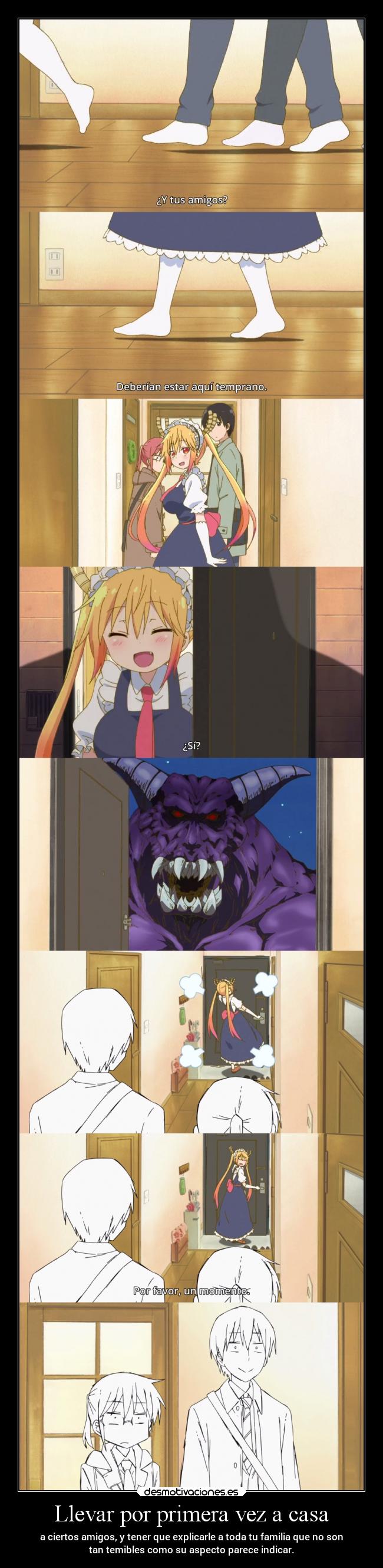 carteles casa anime humor risa amigos amistad familia raptorhunters harukaze erosekai kobayashi maiddragon desmotivaciones