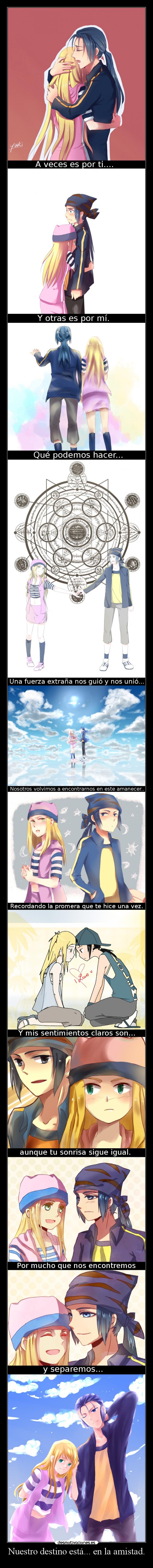 carteles destino amistad anime amor dolor desmolove raptorhunters harukaze erosekai digimonfrontier digimon kouji zoe love desmotivaciones