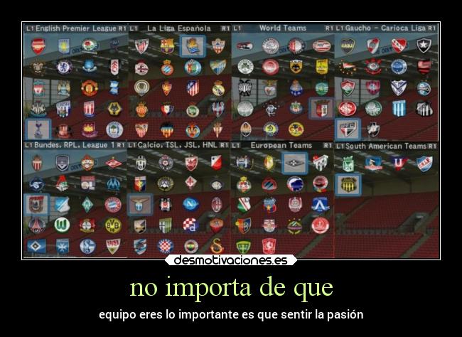 no importa de que - equipo eres lo importante es que sentir la pasión