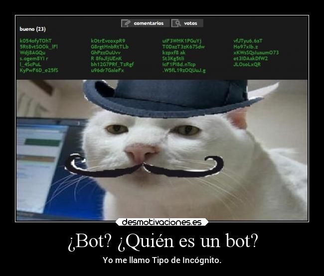 ¿Bot? ¿Quién es un bot? - Yo me llamo Tipo de Incógnito.