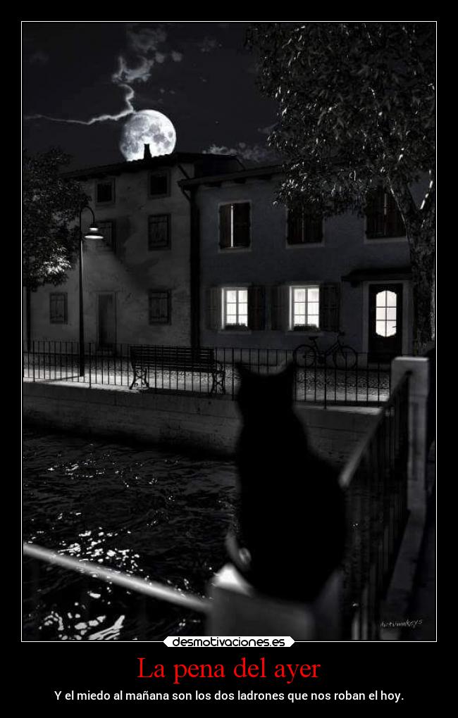 La pena del ayer - Y el miedo al mañana son los dos ladrones que nos roban el hoy.