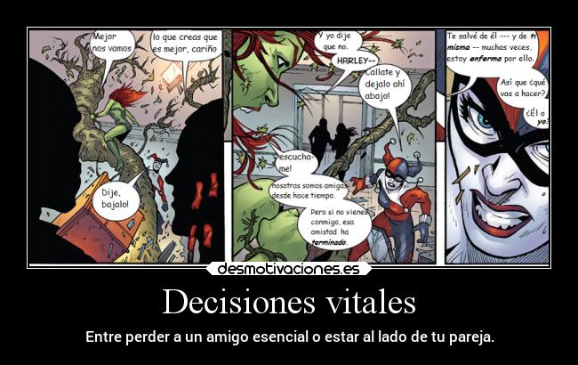 carteles amigos amor odio sentimientos celos locura gotham sirens city poison ivy harley quinn laurasimpsonxv desmotivaciones