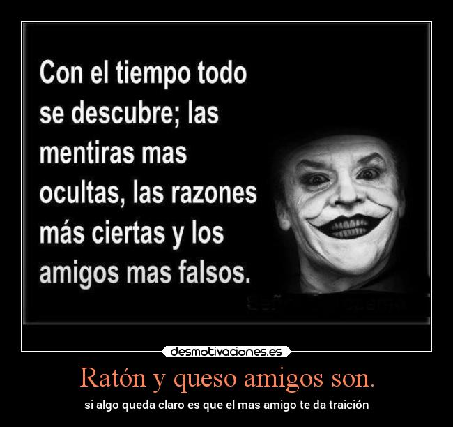 Ratón y queso amigos son. - si algo queda claro es que el mas amigo te da traición