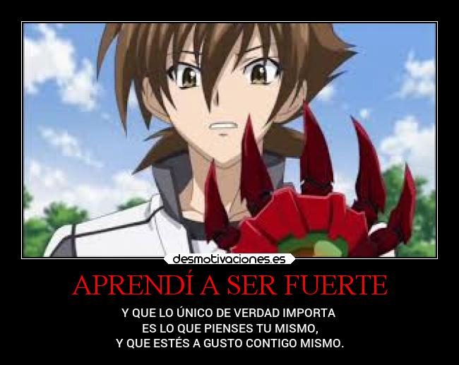 APRENDÍ A SER FUERTE - Y QUE LO ÚNICO DE VERDAD IMPORTA
ES LO QUE PIENSES TU MISMO,
Y QUE ESTÉS A GUSTO CONTIGO MISMO.