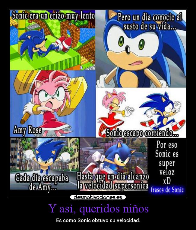 carteles chiste sonic huye amy asi tuvo velocidad draconequus49 desmotivaciones