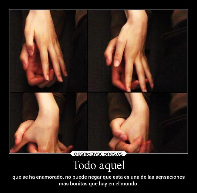 Todo aquel - que se ha enamorado, no puede negar que esta es una de las sensaciones
más bonitas que hay en el mundo.