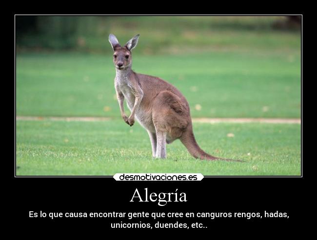 Alegría - Es lo que causa encontrar gente que cree en canguros rengos, hadas,
unicornios, duendes, etc..
