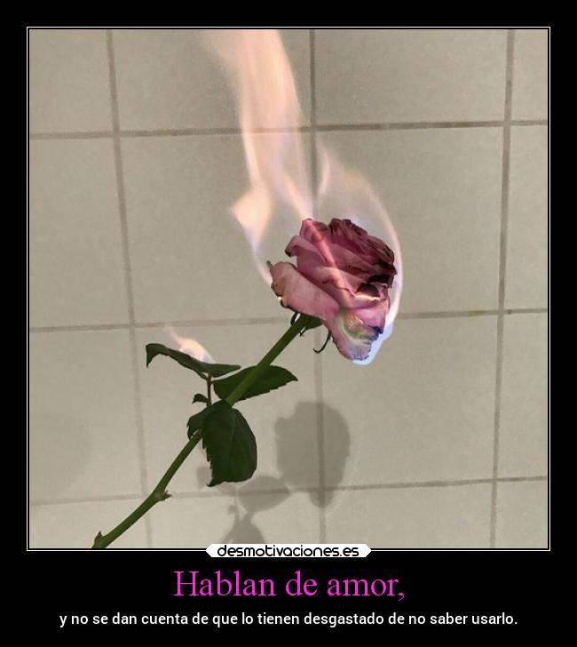 Hablan de amor, - y no se dan cuenta de que lo tienen desgastado de no saber usarlo.