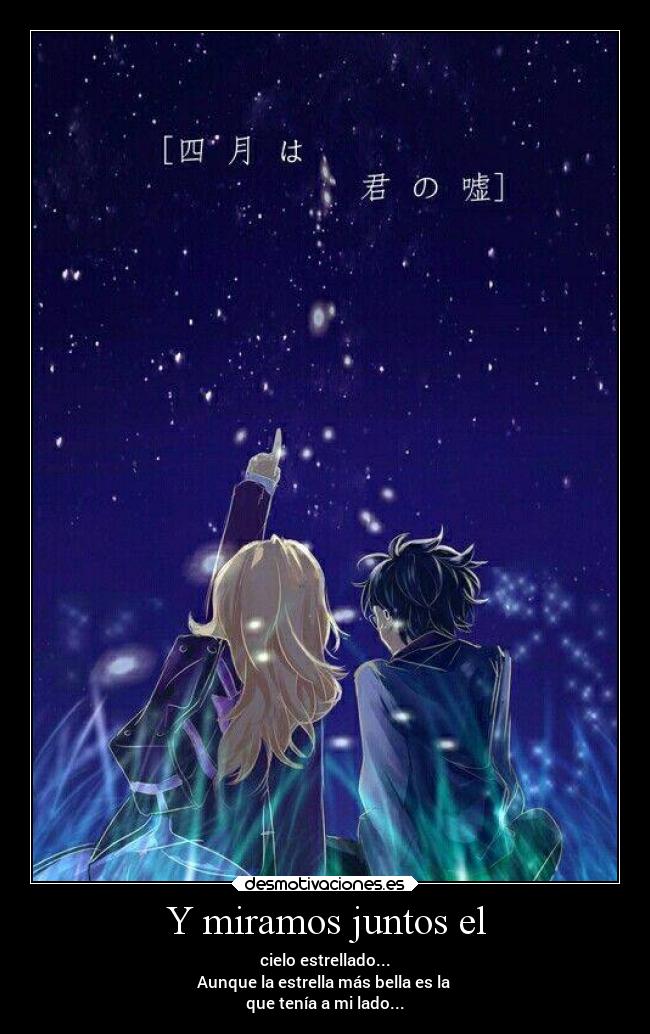 carteles anime amor sentimientos estrella noche juntos desmotivaciones