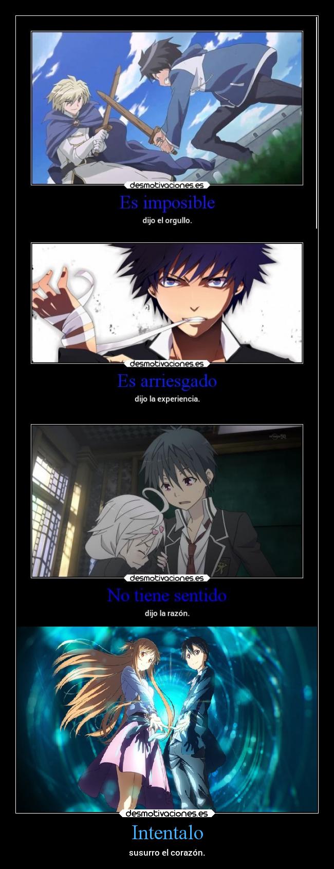 carteles anime corazon sao swordartonline zeronotsukaima toarumajutsunoindex trinityseven danieldats desmotivaciones