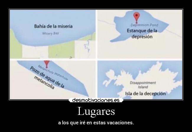 Lugares - a los que iré en estas vacaciones.
