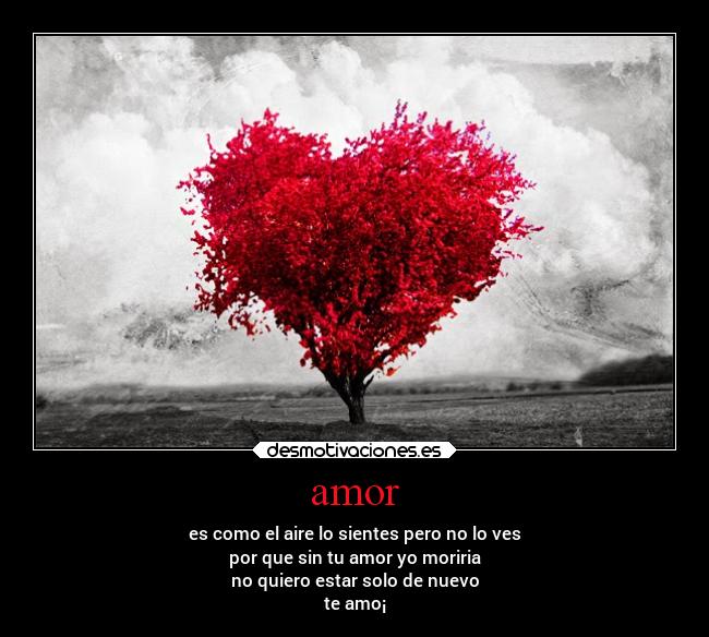 amor - es como el aire lo sientes pero no lo ves
por que sin tu amor yo moriria
no quiero estar solo de nuevo
te amo¡