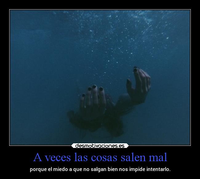 A veces las cosas salen mal - porque el miedo a que no salgan bien nos impide intentarlo.