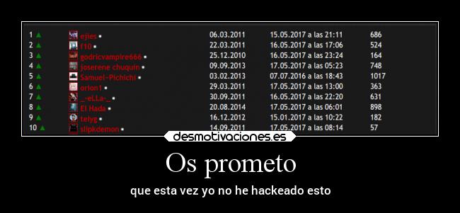 Os prometo - que esta vez yo no he hackeado esto