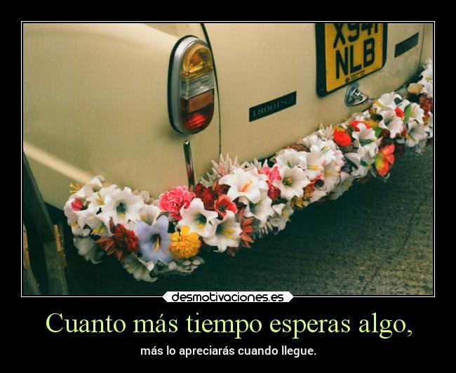 Cuanto más tiempo esperas algo, - más lo apreciarás cuando llegue.