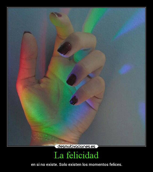 La felicidad - en si no existe. Solo existen los momentos felices.