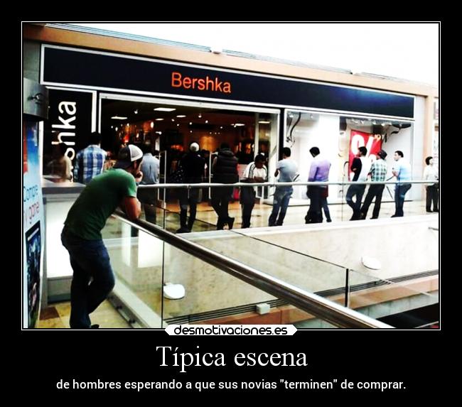 Típica escena - de hombres esperando a que sus novias terminen de comprar.