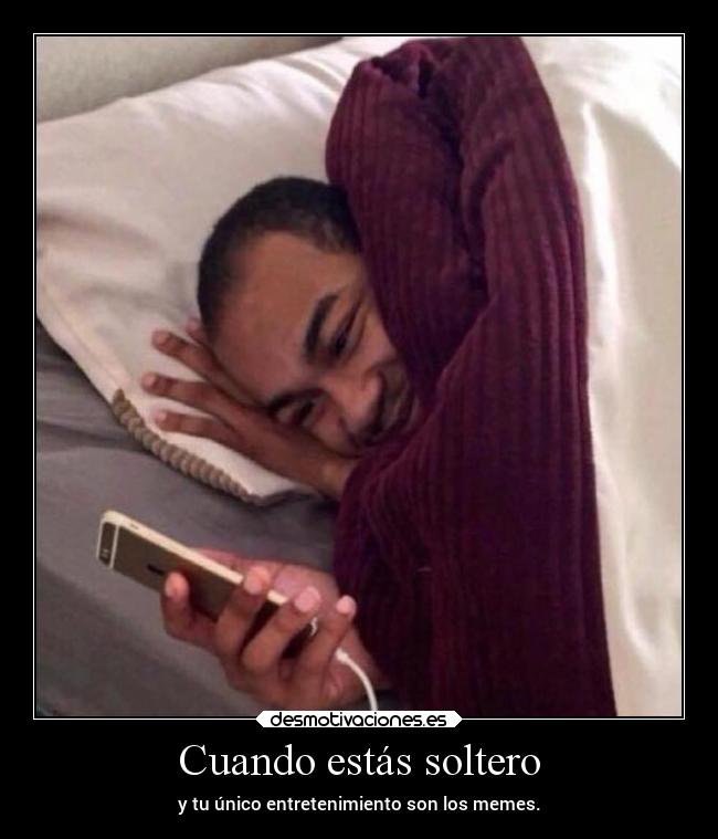 Cuando estás soltero - y tu único entretenimiento son los memes.