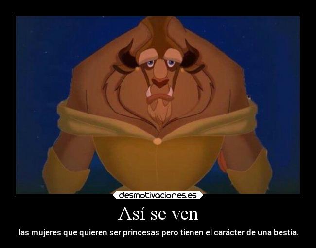 Así se ven - las mujeres que quieren ser princesas pero tienen el carácter de una bestia.