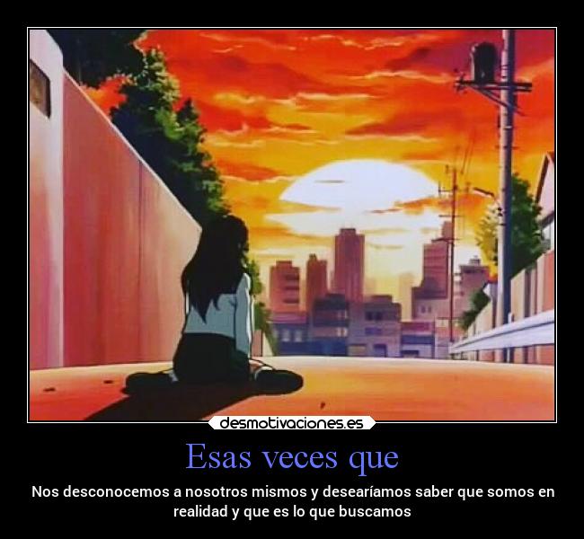 Esas veces que - Nos desconocemos a nosotros mismos y desearíamos saber que somos en
realidad y que es lo que buscamos