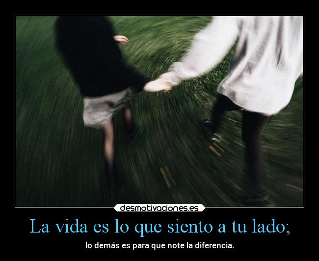 La vida es lo que siento a tu lado; - lo demás es para que note la diferencia.