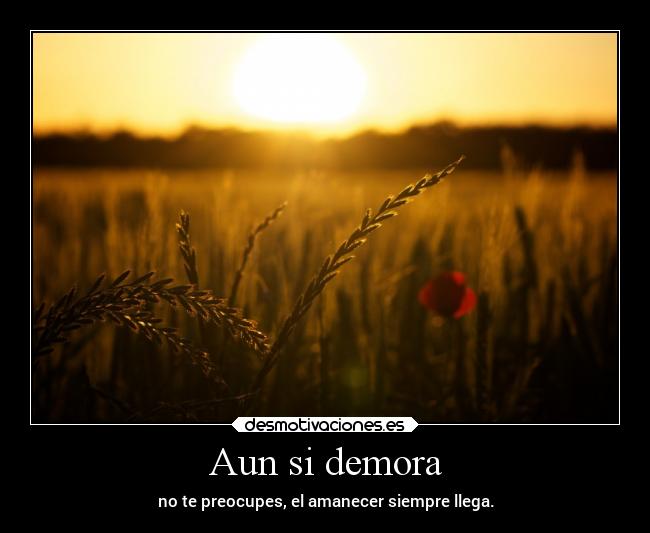 Aun si demora - no te preocupes, el amanecer siempre llega.