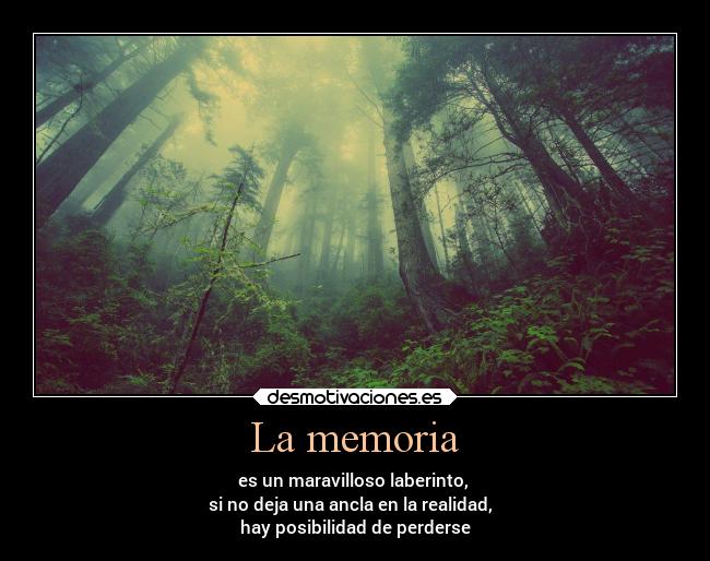 La memoria - es un maravilloso laberinto,
si no deja una ancla en la realidad,
hay posibilidad de perderse