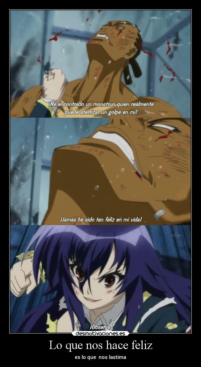 carteles anime felicidad locura medakabox medaka kurokami herida lastimar desmotivaciones