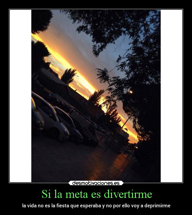 Si la meta es divertirme - la vida no es la fiesta que esperaba y no por ello voy a deprimirme
