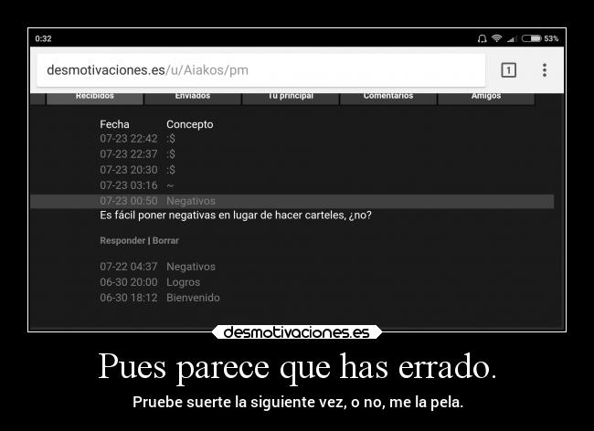 Pues parece que has errado. -