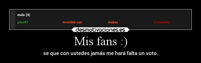 Mis fans :) - se que con ustedes jamás me hará falta un voto.