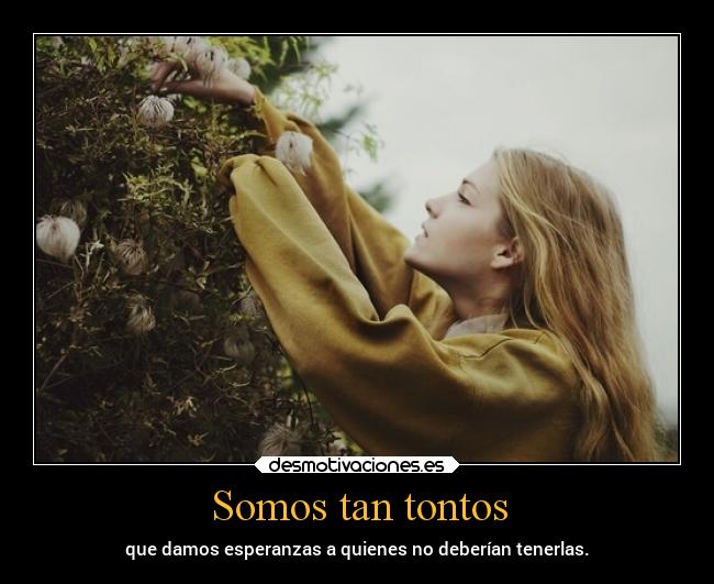 Somos tan tontos - que damos esperanzas a quienes no deberían tenerlas.