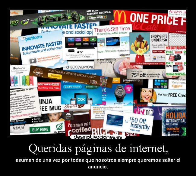 Queridas páginas de internet, -