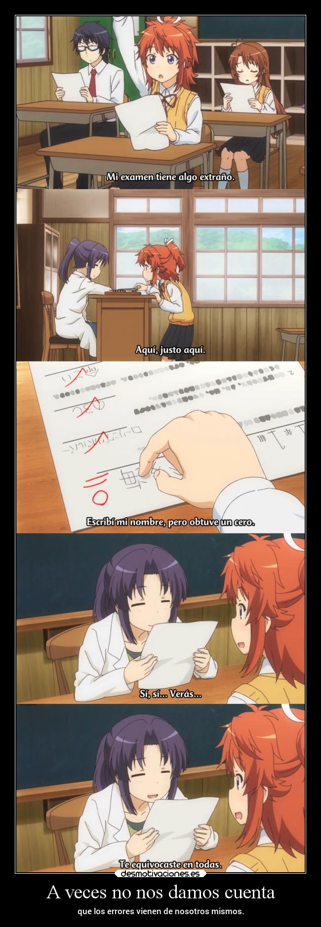 carteles vida anime errores prueba soluciones propios nonnonbiyori doni desmotivaciones