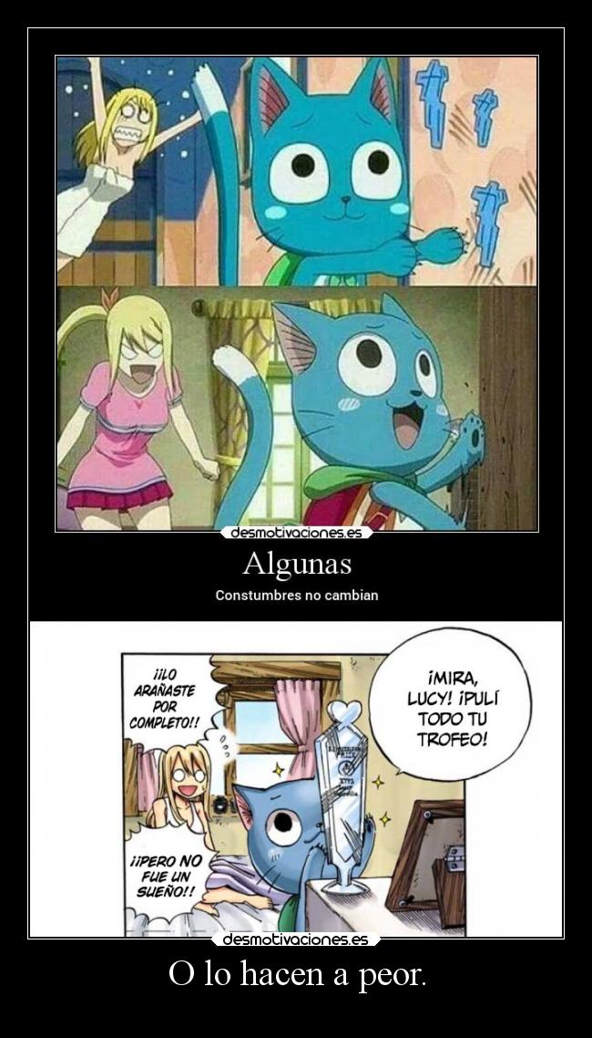 carteles anime humor raptorhunters harukaze erosekai fairytail fairytailfin lucyheartfilia lucy happy trolaso desmotivaciones