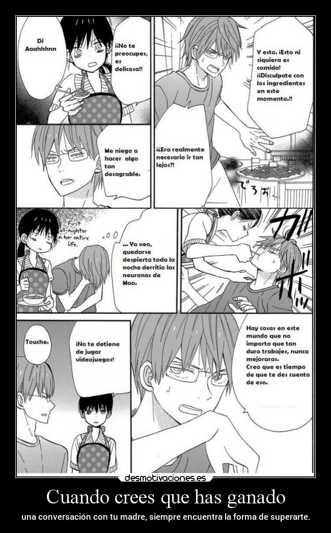 carteles anime madre ganar conversacion superar perder raptorhunters desmotivaciones