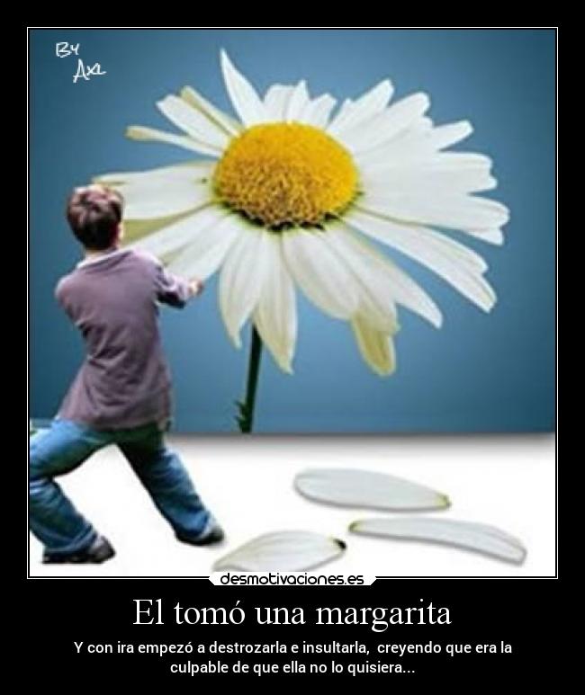 El tomó una margarita - Y con ira empezó a destrozarla e insultarla, creyendo que era la
culpable de que ella no lo quisiera...