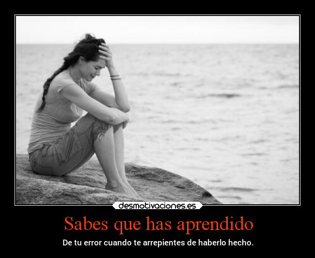 carteles frases arrepentirse arrpentido error aprender aprendido haberlohecho hacer desmotivaciones