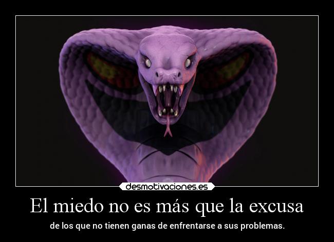 El miedo no es más que la excusa - de los que no tienen ganas de enfrentarse a sus problemas.