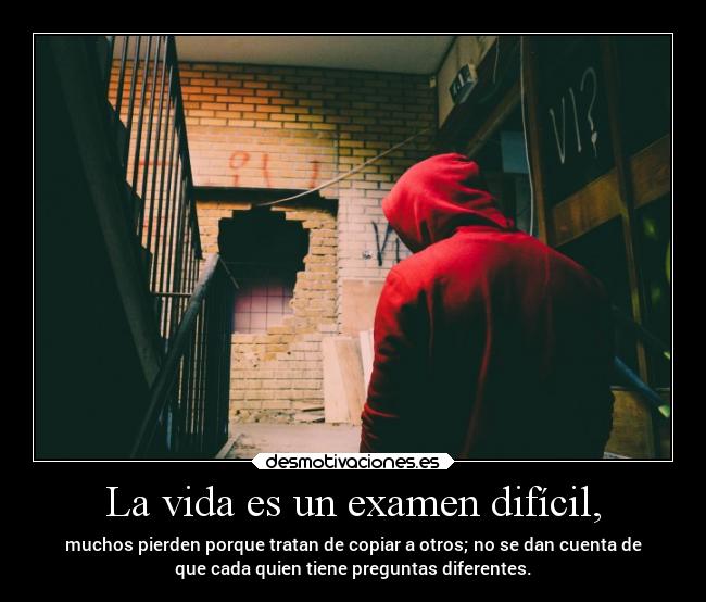 La vida es un examen difícil, -