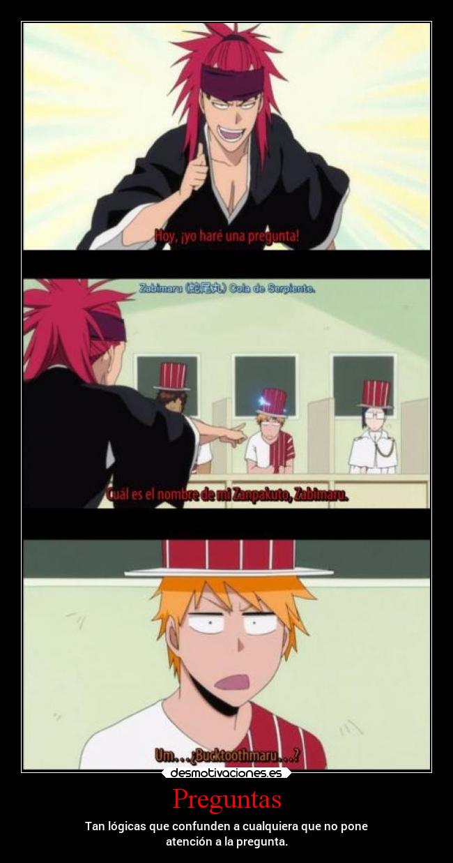 carteles anime desmotivaciones bleach preguntas dokuro desmotivaciones