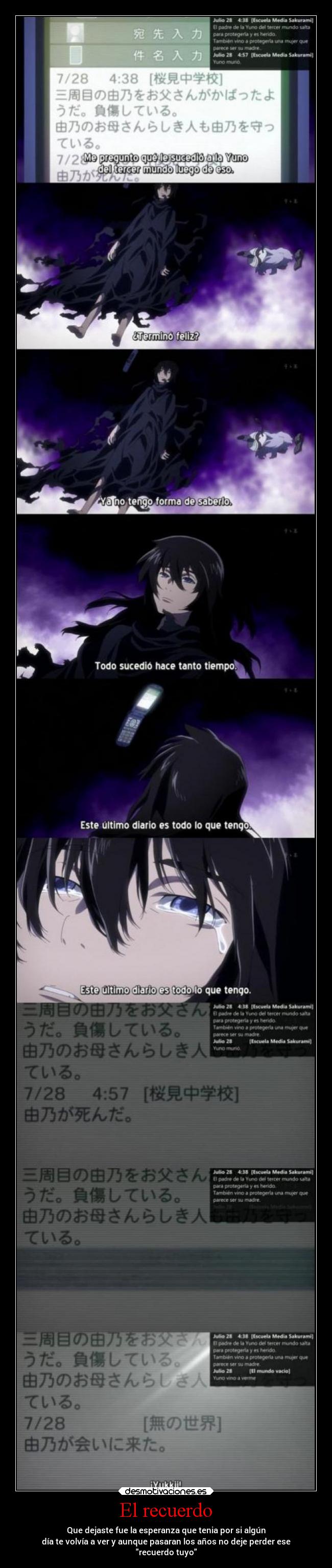 carteles anime yuno yukki mirai nikki desmotivaciones