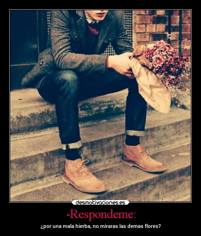 -Respondeme: - ¿por una mala hierba, no miraras las demas flores?