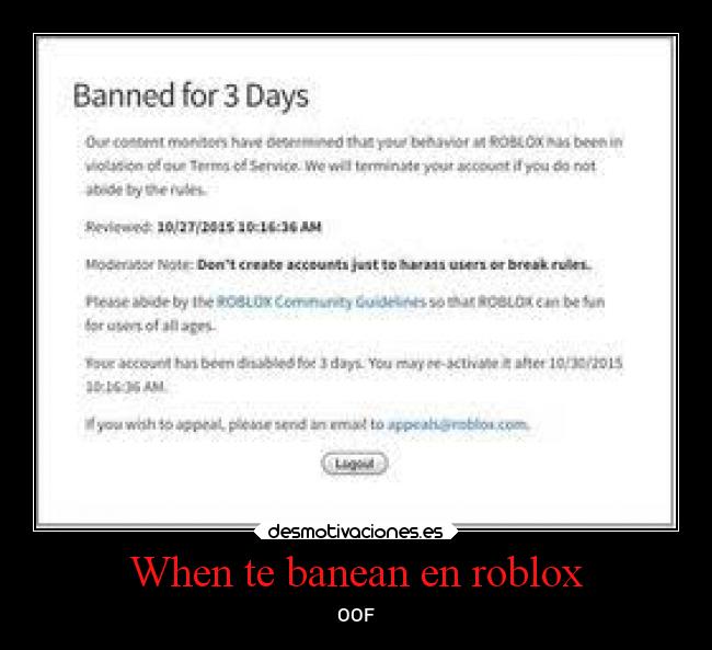 When te banean en roblox - OOF