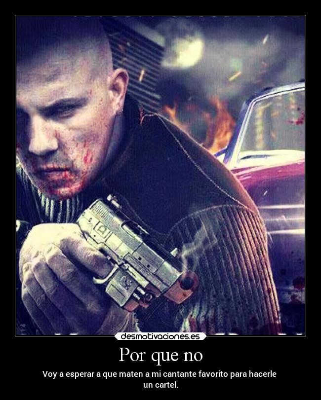 Por que no - Voy a esperar a que maten a mi cantante favorito para hacerle
un cartel.