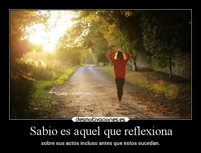 Sabio es aquel que reflexiona - sobre sus actos incluso antes que estos sucedan.