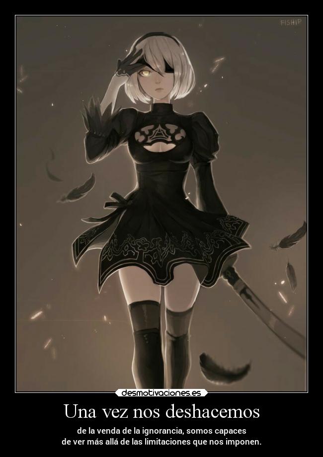 carteles vida ignorancia verdad limitaciones erosekai nier automata yorha2b desmotivaciones