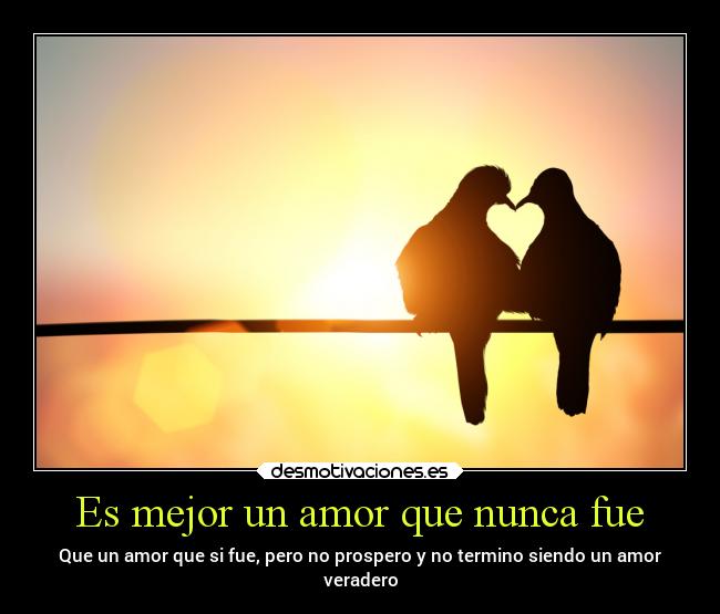 Es mejor un amor que nunca fue - Que un amor que si fue, pero no prospero y no termino siendo un amor
veradero