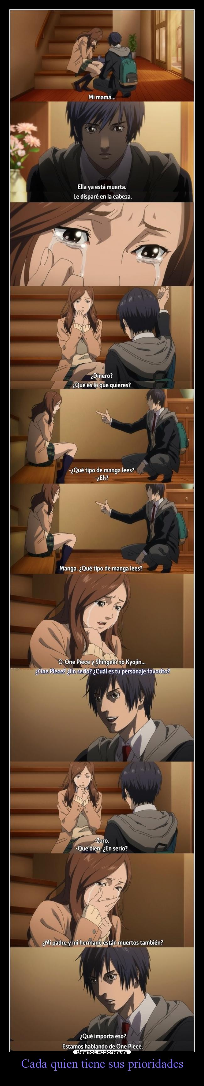 carteles anime mundo cada quien tiene prioridades diferentes desmotivaciones